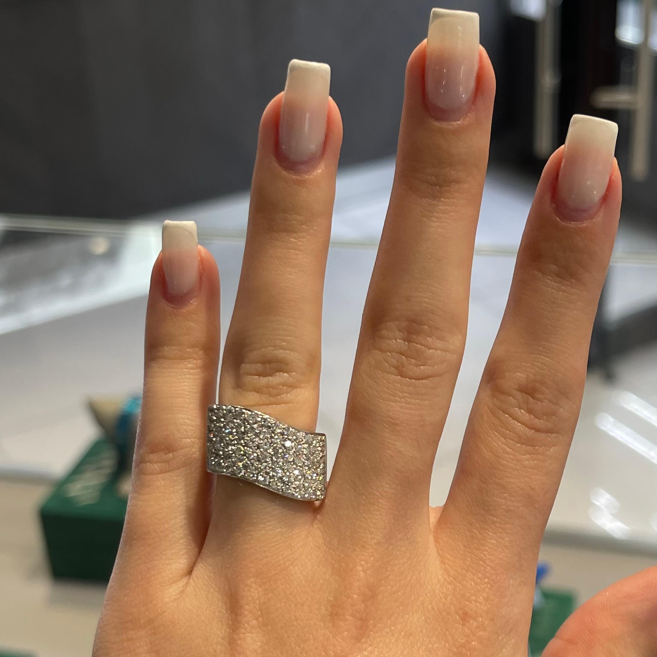 1.08 Carat Diamond Cocktail Ring in 18k White Gold 'Sizable' For Sale 1