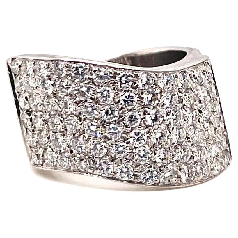 1.08 Carat Diamond Cocktail Ring in 18k White Gold 'Sizable' For Sale