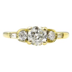 Vintage 1.08 Carat Five-Stone Diamond Wedding Engagement 18 Karat Yellow Gold Ring