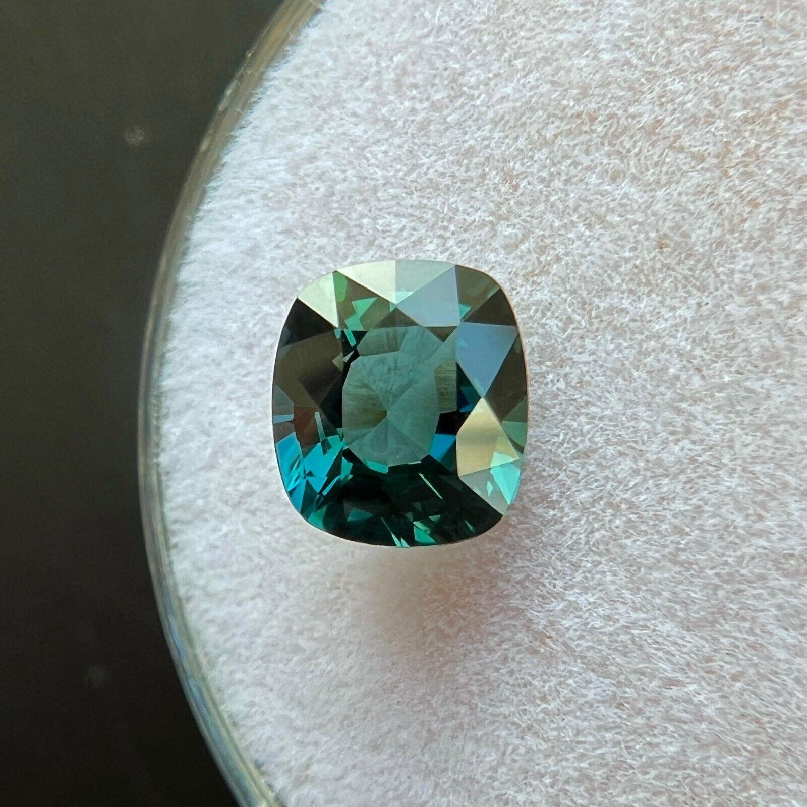 Taille coussin 1.08ct GIA Certified Green Blue Teal Untreated Sapphire Natural Cushion Cut Gem (saphir non traité vert bleu sarcelle naturel taille coussin) en vente