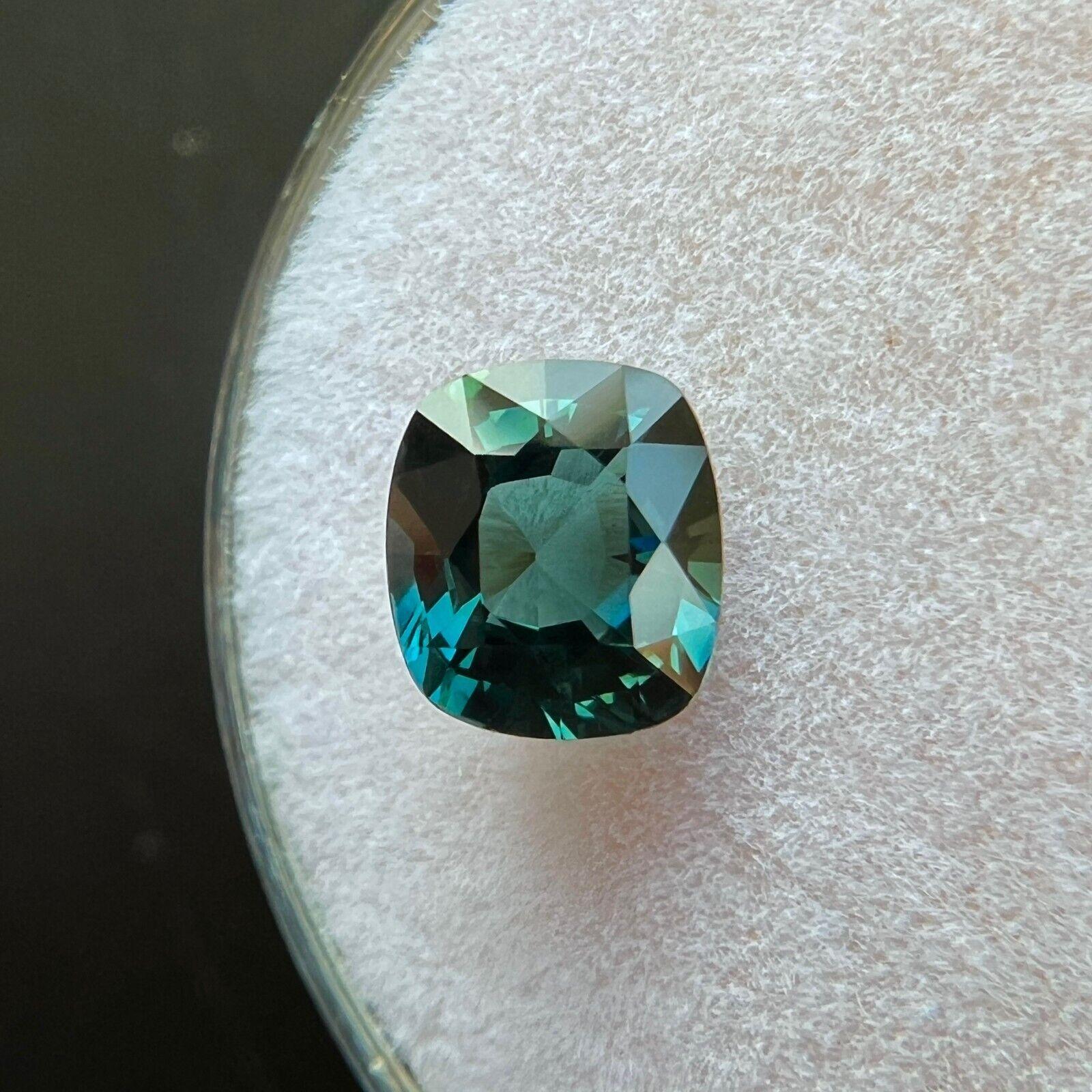 1.08ct GIA Certified Green Blue Teal Untreated Sapphire Natural Cushion Cut Gem (saphir non traité vert bleu sarcelle naturel taille coussin) Neuf - En vente à Birmingham, GB