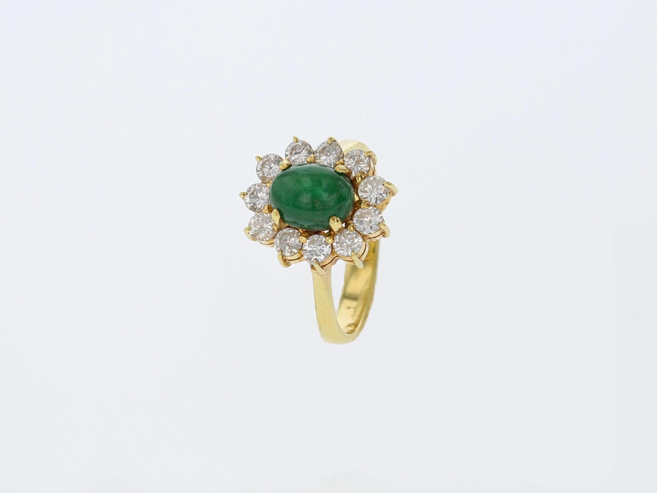 18K Yellow Gold Ring / 1.08ct Natural Emerald / 0.77ct Diamonds #AV9431929
