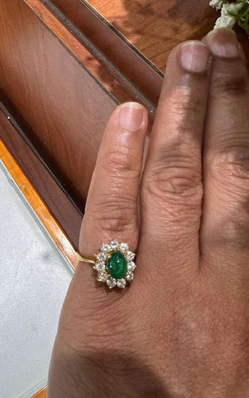 1.08ct Natural Emerald 18K Yellow Gold Ring For Sale 2