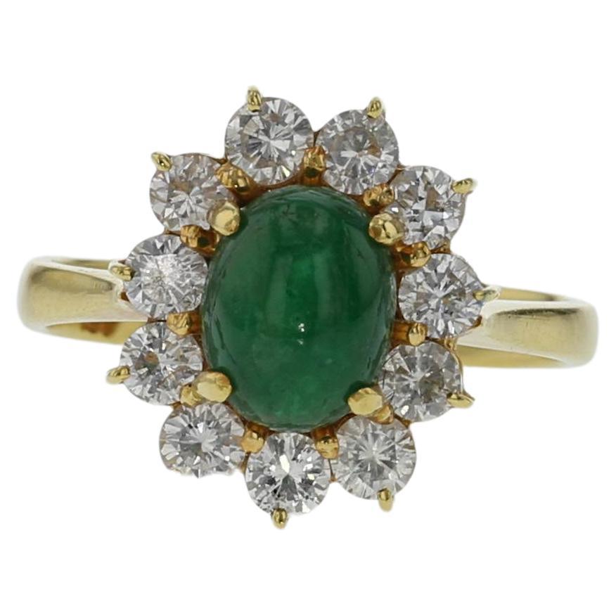 1.08ct Natural Emerald 18K Yellow Gold Ring For Sale