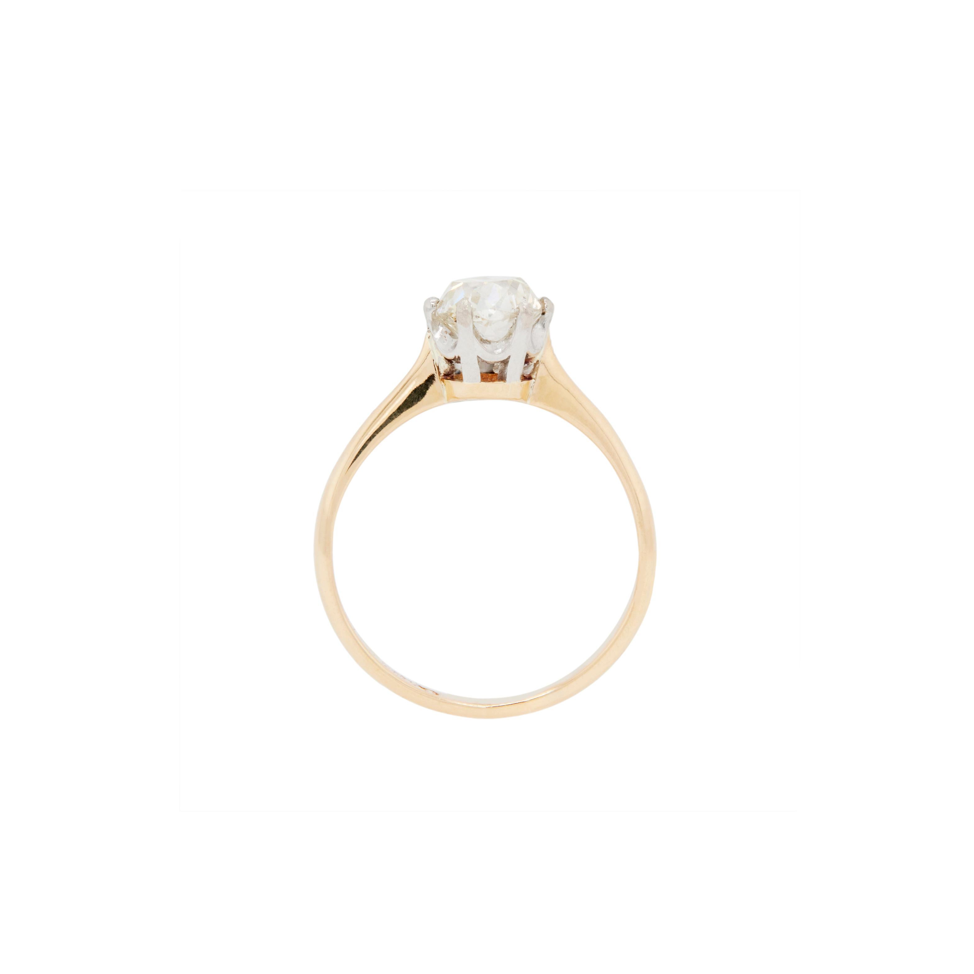 This surreal old mine cut diamond ring is new to our collection, and we absolutely adore her.

This old mine cut diamond is simply stunning, weighing a generous 1.08 carats. It is discretely held in an arrangement of six white claws which perfectly