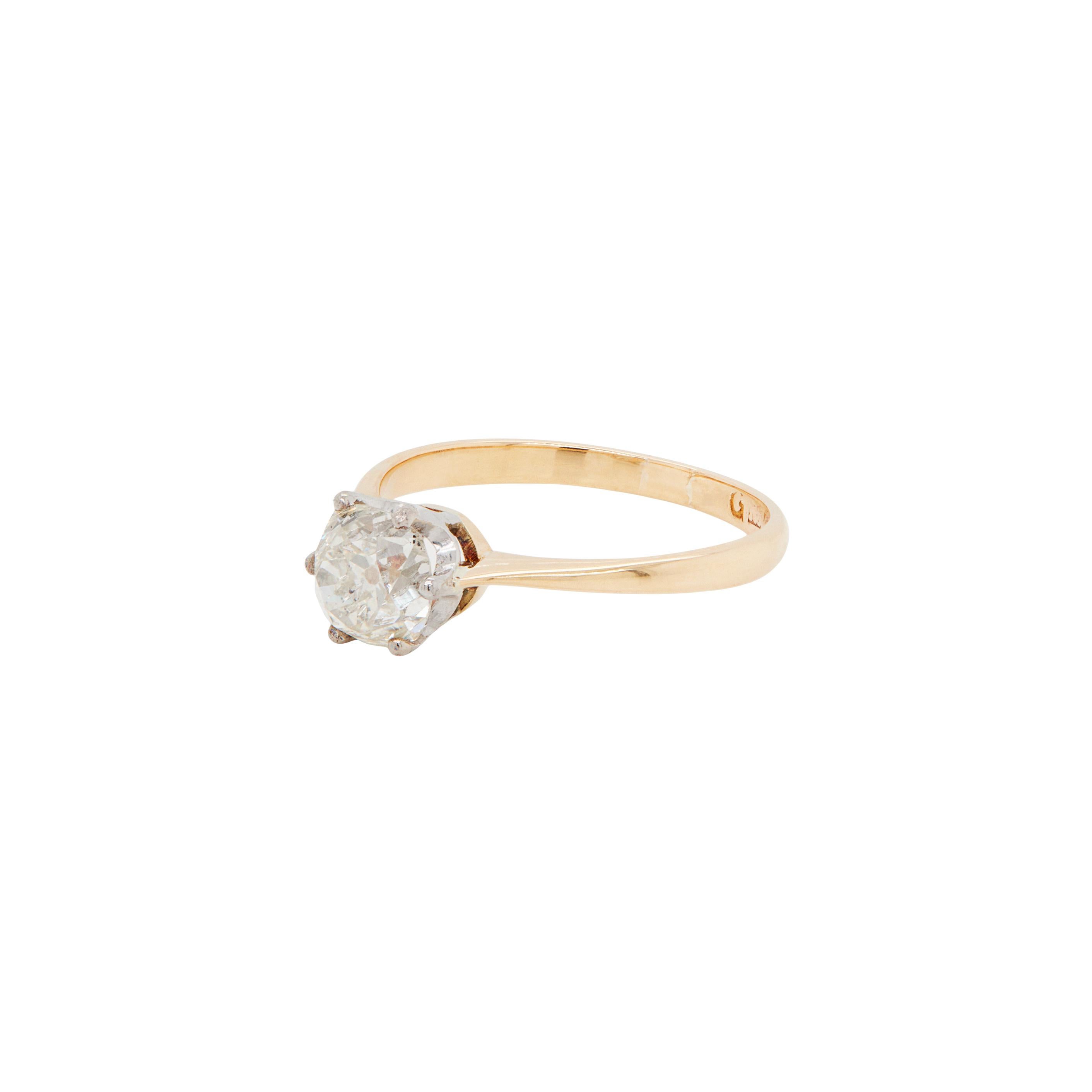 High Victorian 1.08ct Old Mine Cut Diamond Solitaire Engagement Ring in 18ct Gold, c.1930-40s