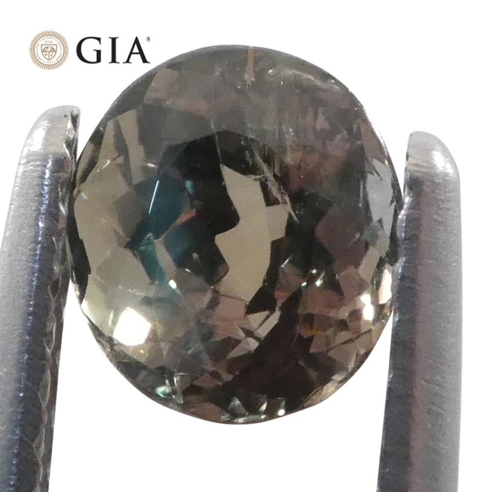 1,08ct Ovaler gelblich grüner bis gelblich brauner Alexandrit GIA zertifiziert 4