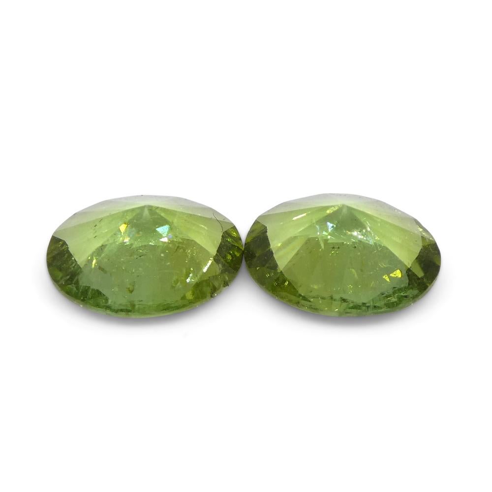 Brilliant Cut 1.08ct Pair Oval Green Tourmaline from Brazil For Sale