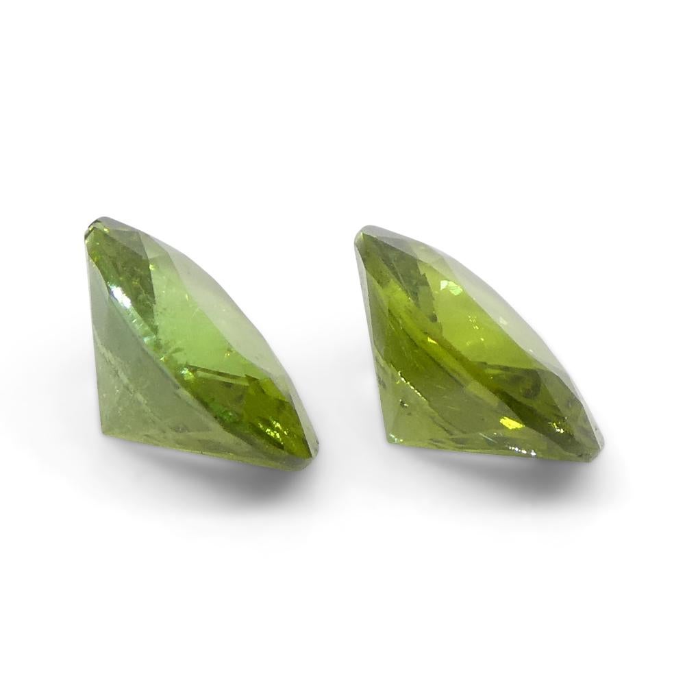 Women's or Men's 1.08ct Pair Oval Green Tourmaline from Brazil For Sale