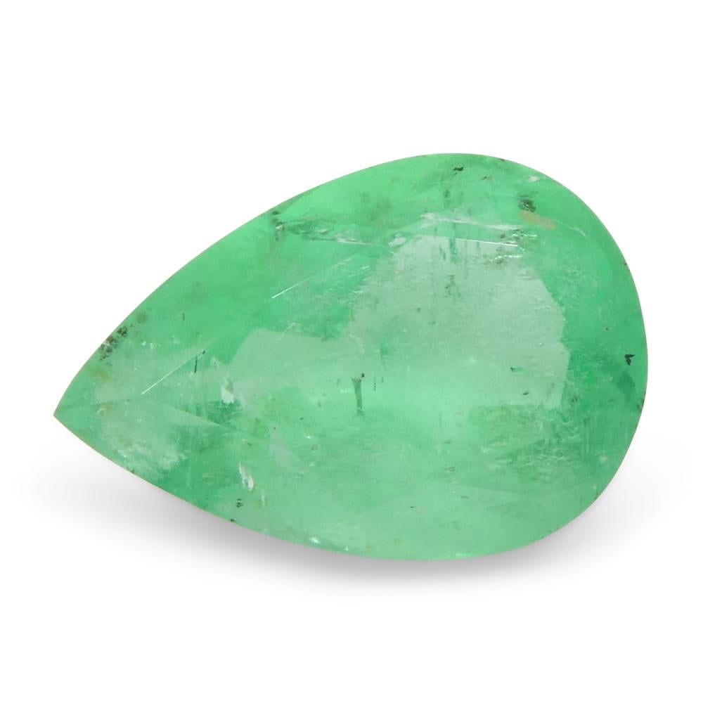 1.08ct Pear Green Emerald from Colombia For Sale 5