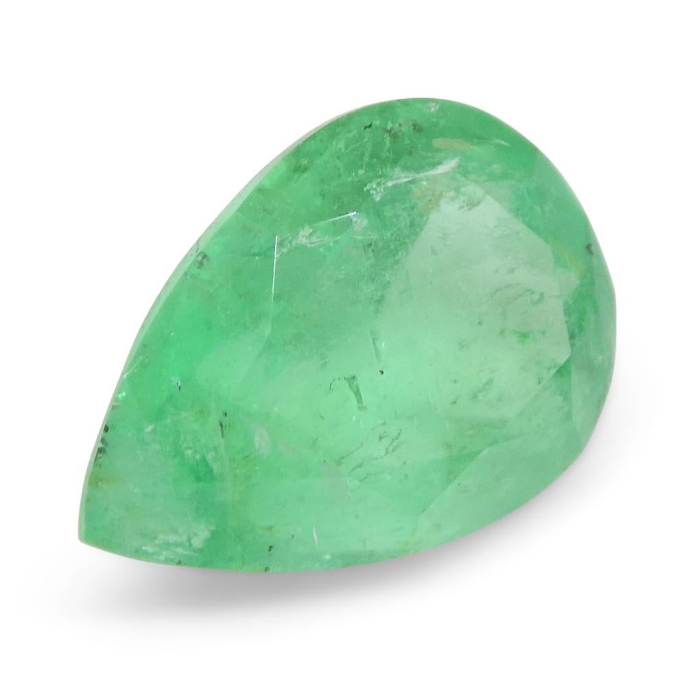 1.08ct Pear Green Emerald from Colombia For Sale 6