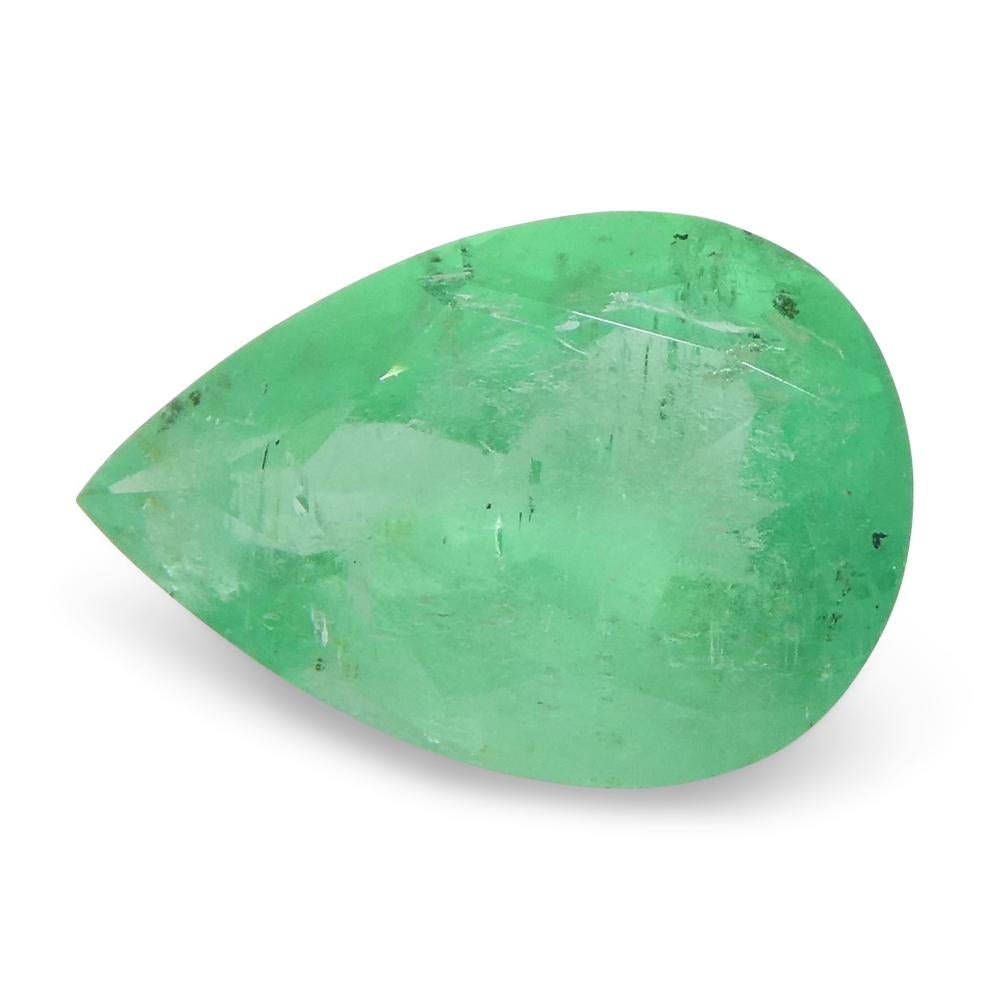 1.08ct Pear Green Emerald from Colombia For Sale 9