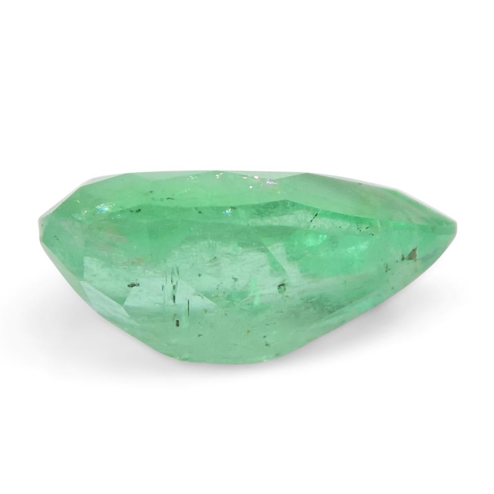 1.08ct Pear Green Emerald from Colombia In New Condition For Sale In Toronto, Ontario