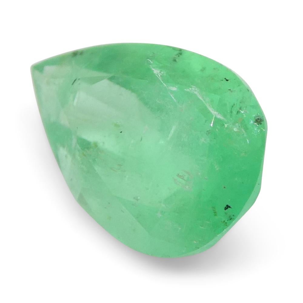 1.08ct Pear Green Emerald from Colombia For Sale 1