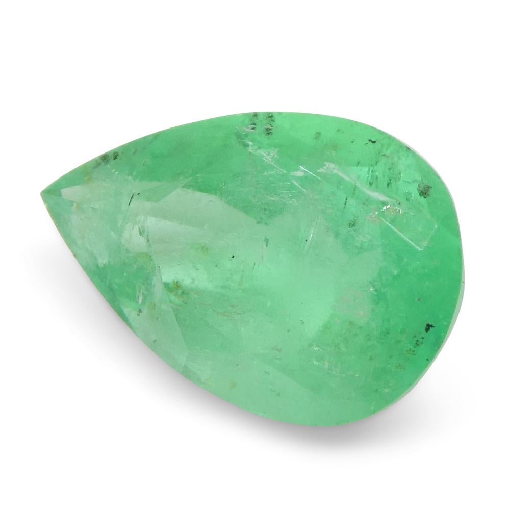 1.08ct Pear Green Emerald from Colombia For Sale 2