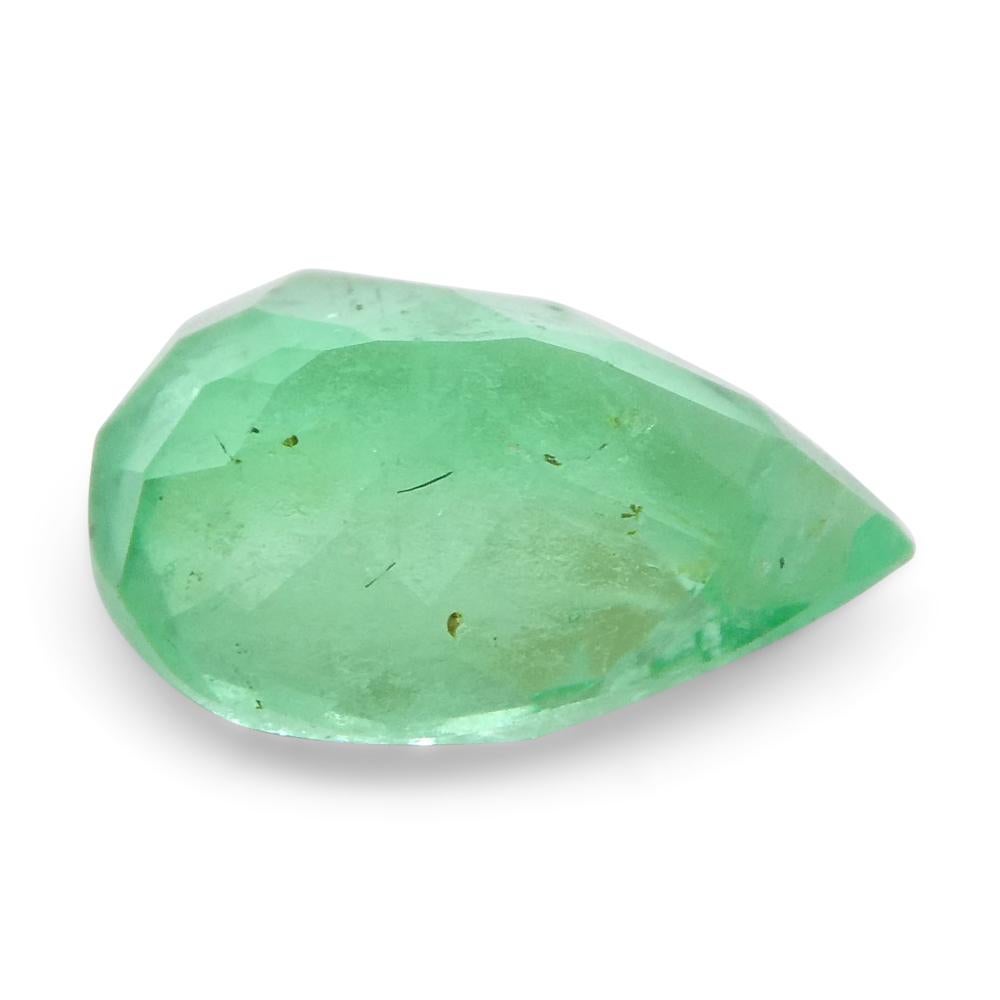 1.08ct Pear Green Emerald from Colombia For Sale 3