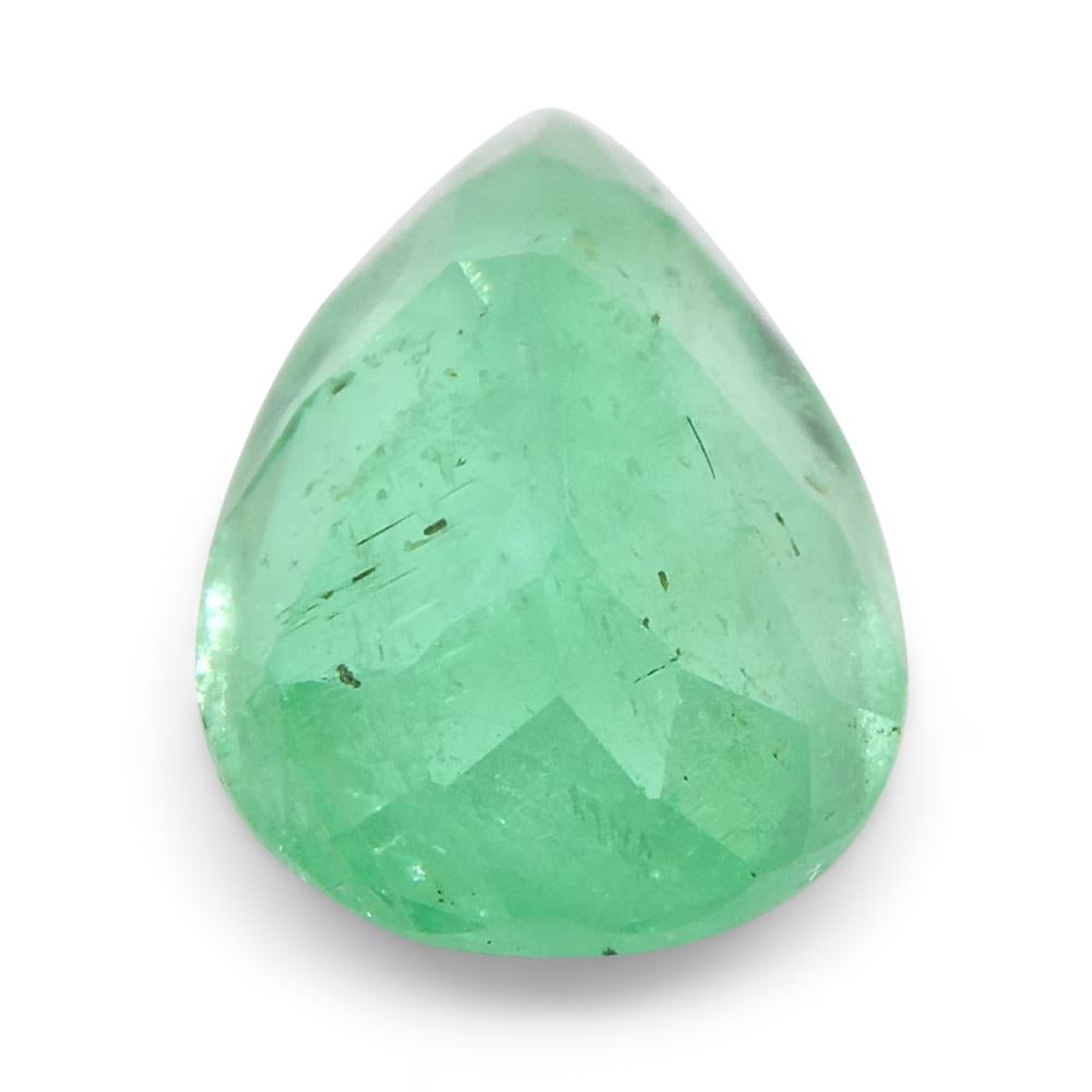 1.08ct Pear Green Emerald from Colombia For Sale 4