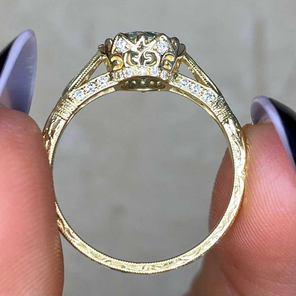 Round Aquamarine Cocktail Ring (Approx. 1.00-Carats), 18k Yellow Gold For Sale 1