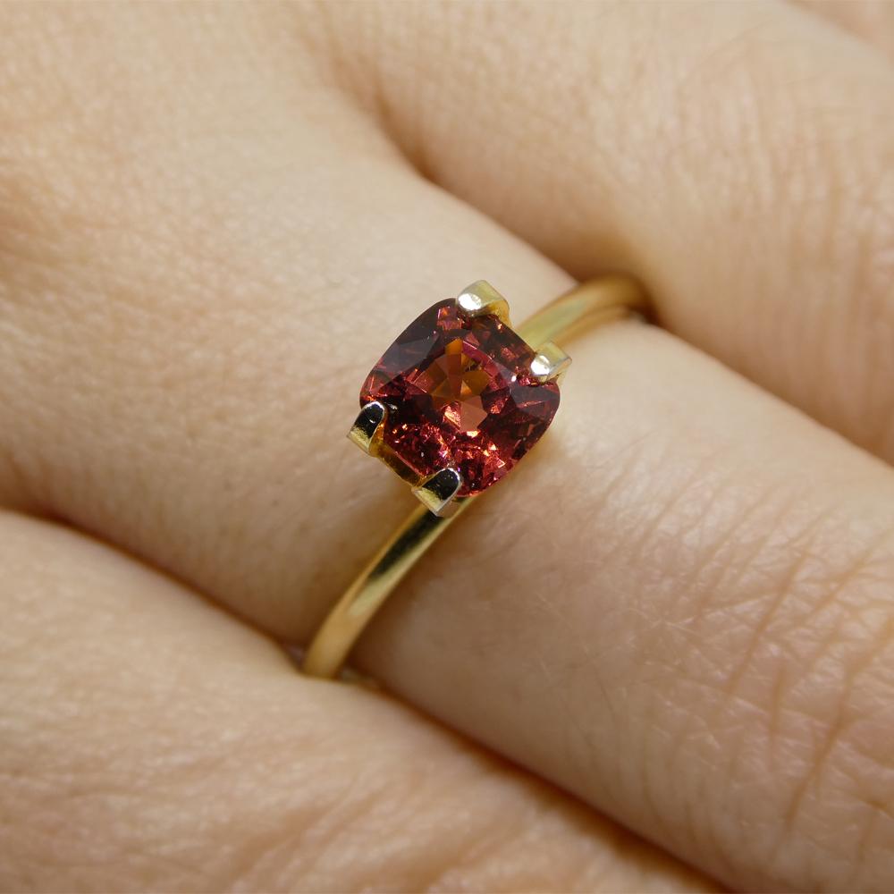 Description:

Gem Type: Red Spinel
Number of Stones: 1
Weight: 1.08 cts
Measurements: 5.82 x 5.71 x 3.78 mm
Shape: Square Cushion
Cutting Style Crown: Brilliant
Cutting Style Pavilion: Brilliant
Transparency: Transparent
Clarity: Slightly Included:
