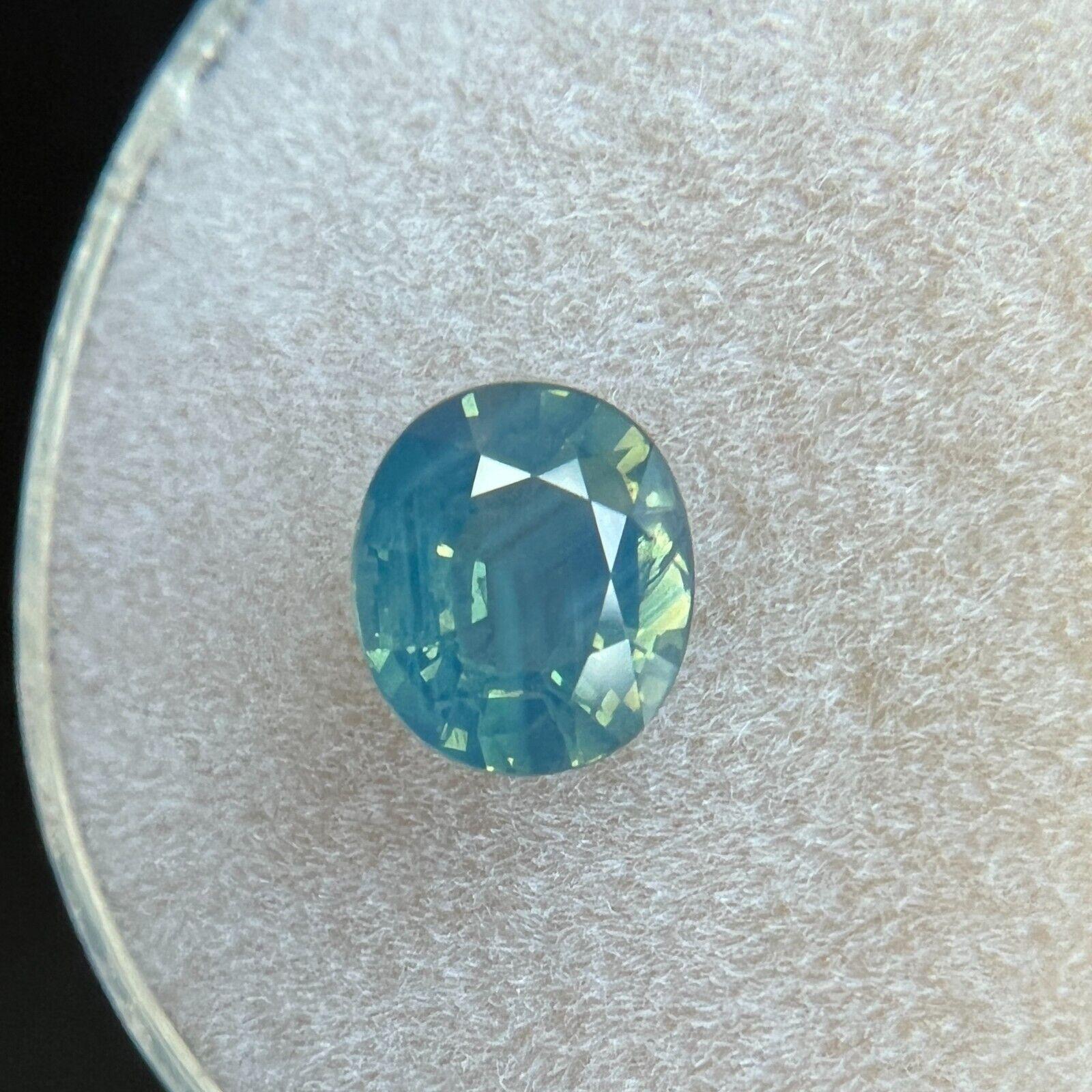 1.08ct Unique Vivid Green Blue Sapphire GRA Certified Oval Cut Gem In New Condition For Sale In Birmingham, GB