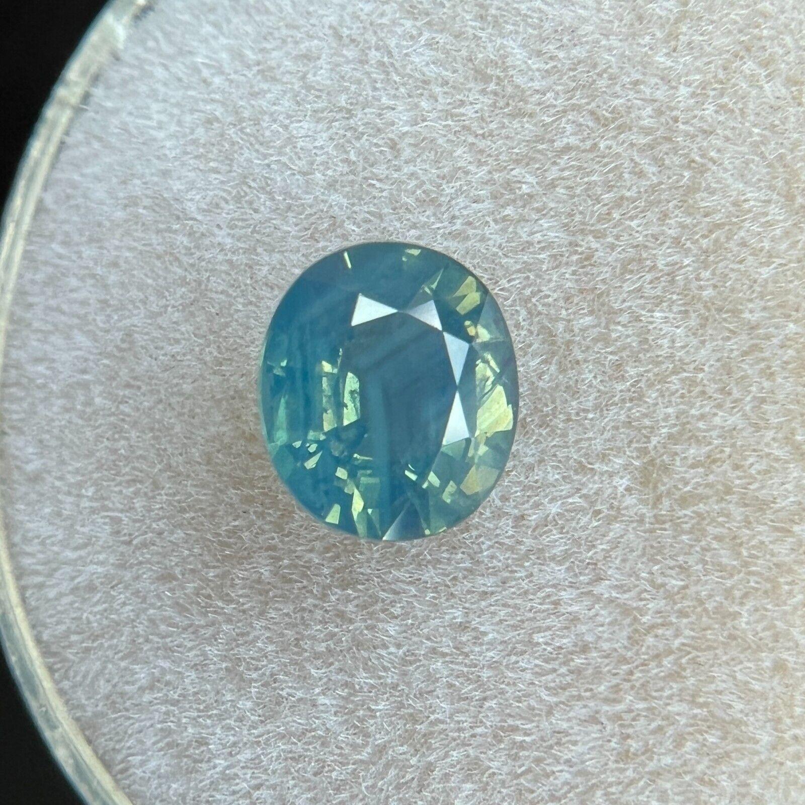 1.08ct Unique Vivid Green Blue Sapphire GRA Certified Oval Cut Gem For Sale 1