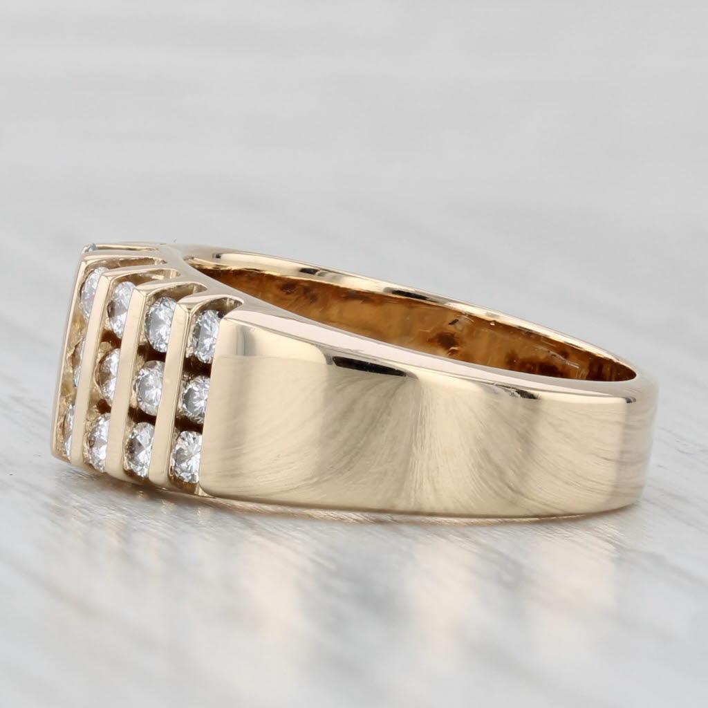 1.08ctw 3-Row Diamond Ring 14k Yellow Gold Size 6.5-6.75 Anniversary Band im Zustand „Gut“ im Angebot in McLeansville, NC