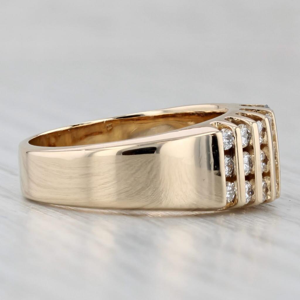 1.08ctw 3-Row Diamond Ring 14k Yellow Gold Size 6.5-6.75 Anniversary Band im Angebot 3