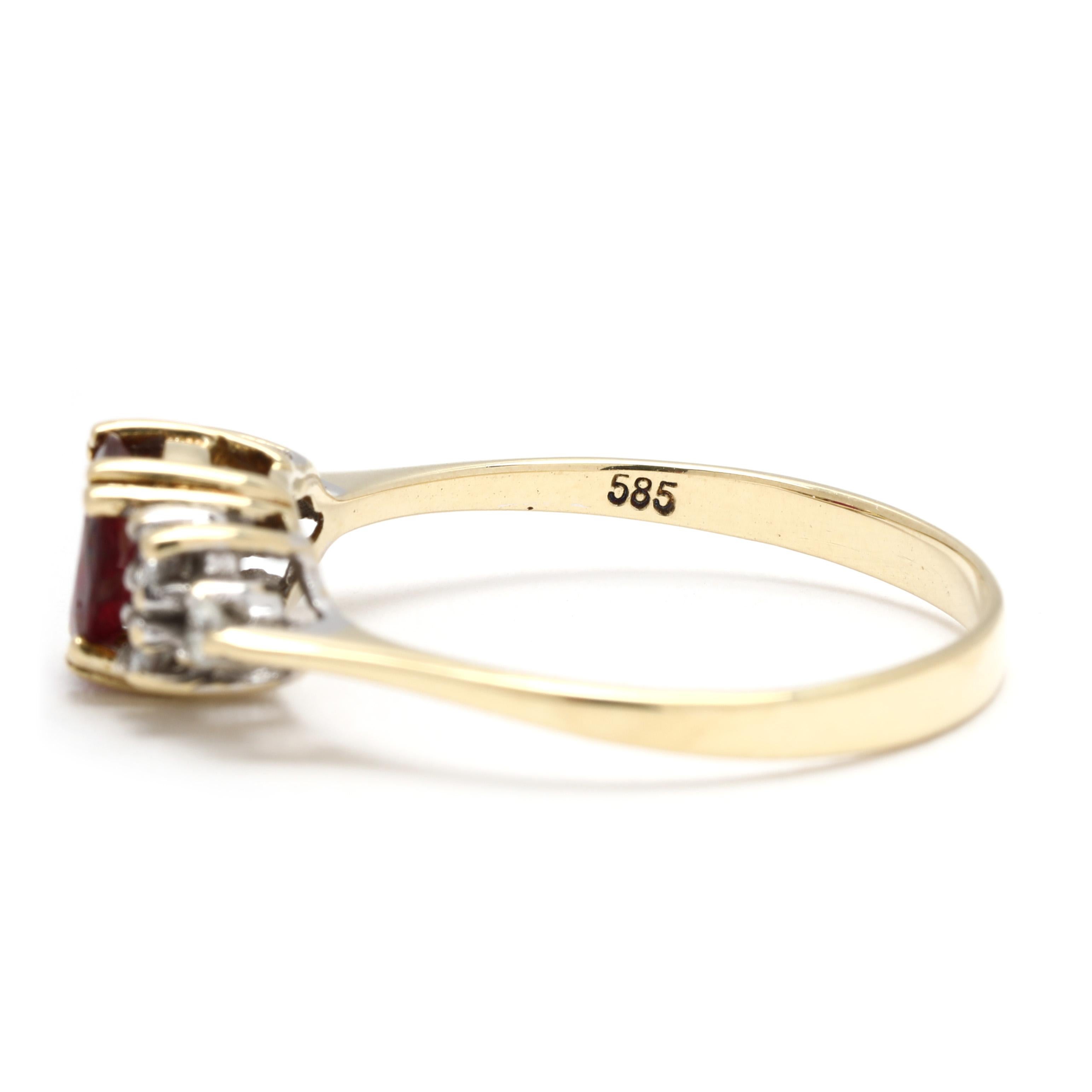 Bague de fiançailles en or jaune 14 carats, diamant et rubis de 1,08 carat, taille de bague 7,75 Unisexe en vente