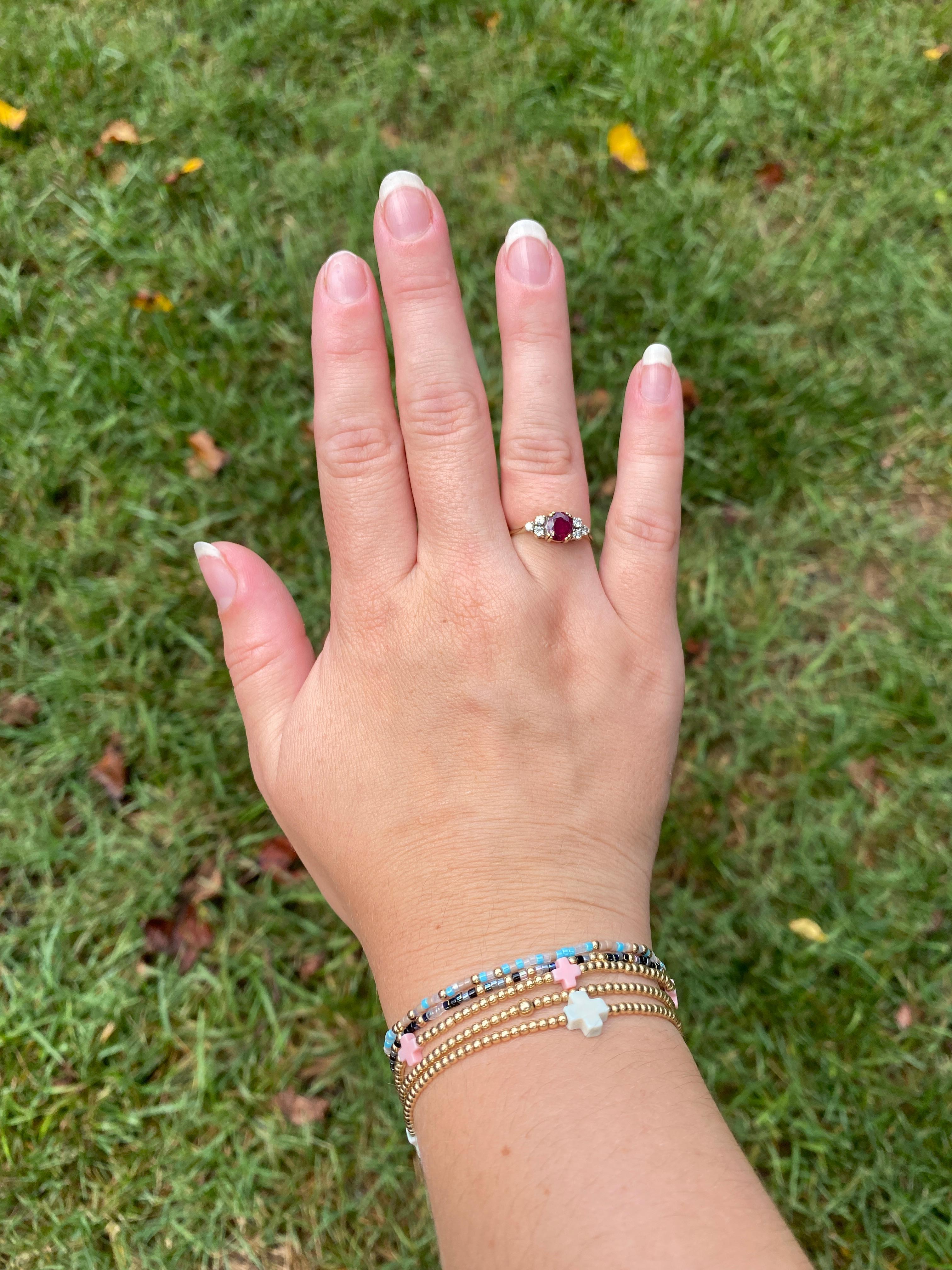 Bague de fiançailles en or jaune 14 carats, diamant et rubis de 1,08 carat, taille de bague 7,75 en vente 1