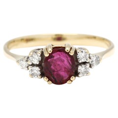 1.08ctw Diamond and Ruby Engagement Ring, 14k Yellow Gold, Ring Size 7.75