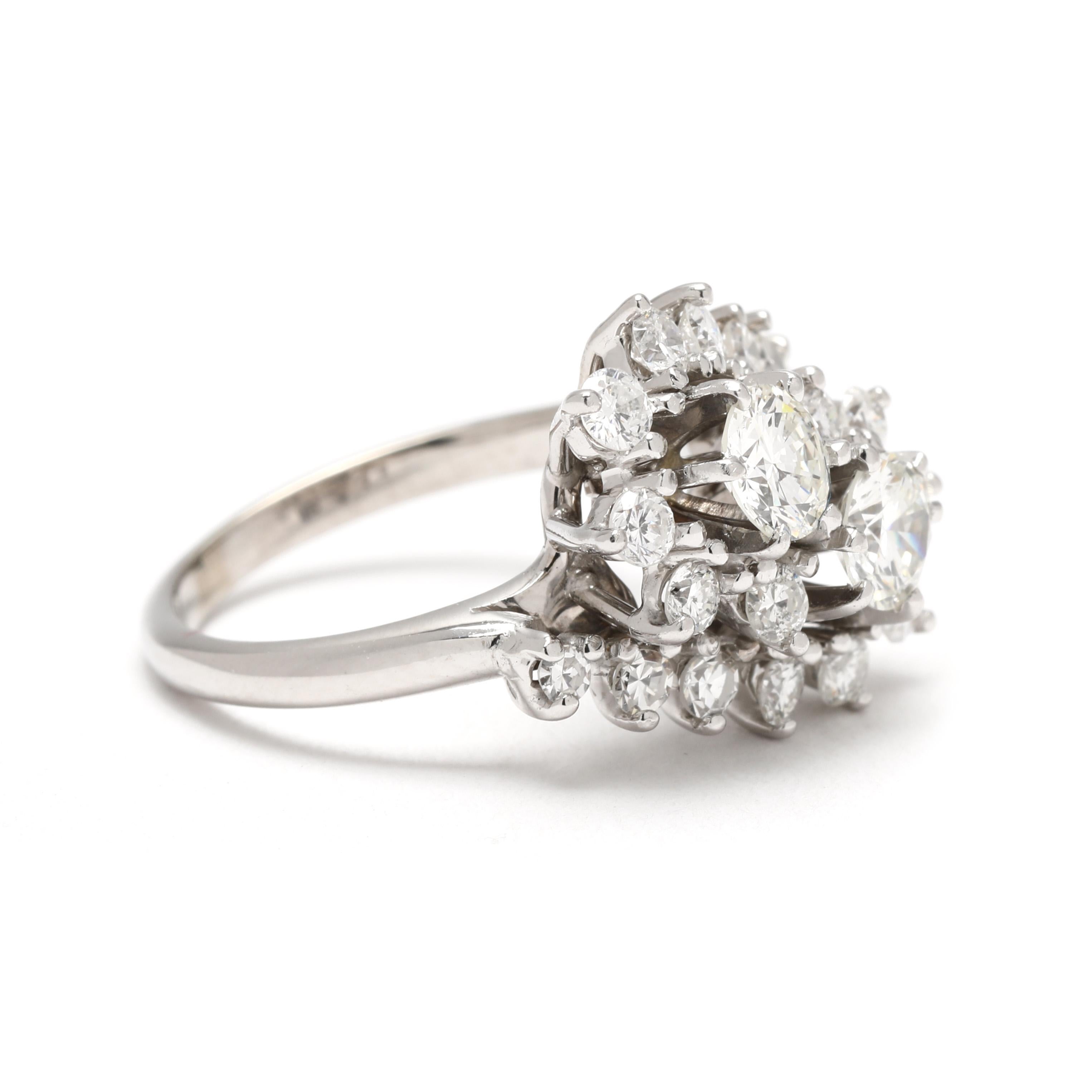 Steine:
Diamant
runder Brillantschliff/ einfacher Schliff
1.8 - 4.4 mm
etwa 1,08 Karat insgesamt
FG Farbe/ VS2-I1 Klarheit

Ring Größe 4.5

Erhebung vom Finger: 6.7 mm

Länge: 15 mm

Gewicht: 2,4 dwts. / 3,7 Gramm

Briefmarken: 