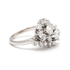 1.08ctw Diamond Cluster Ring, 14k White Gold, Ring Size 4.5