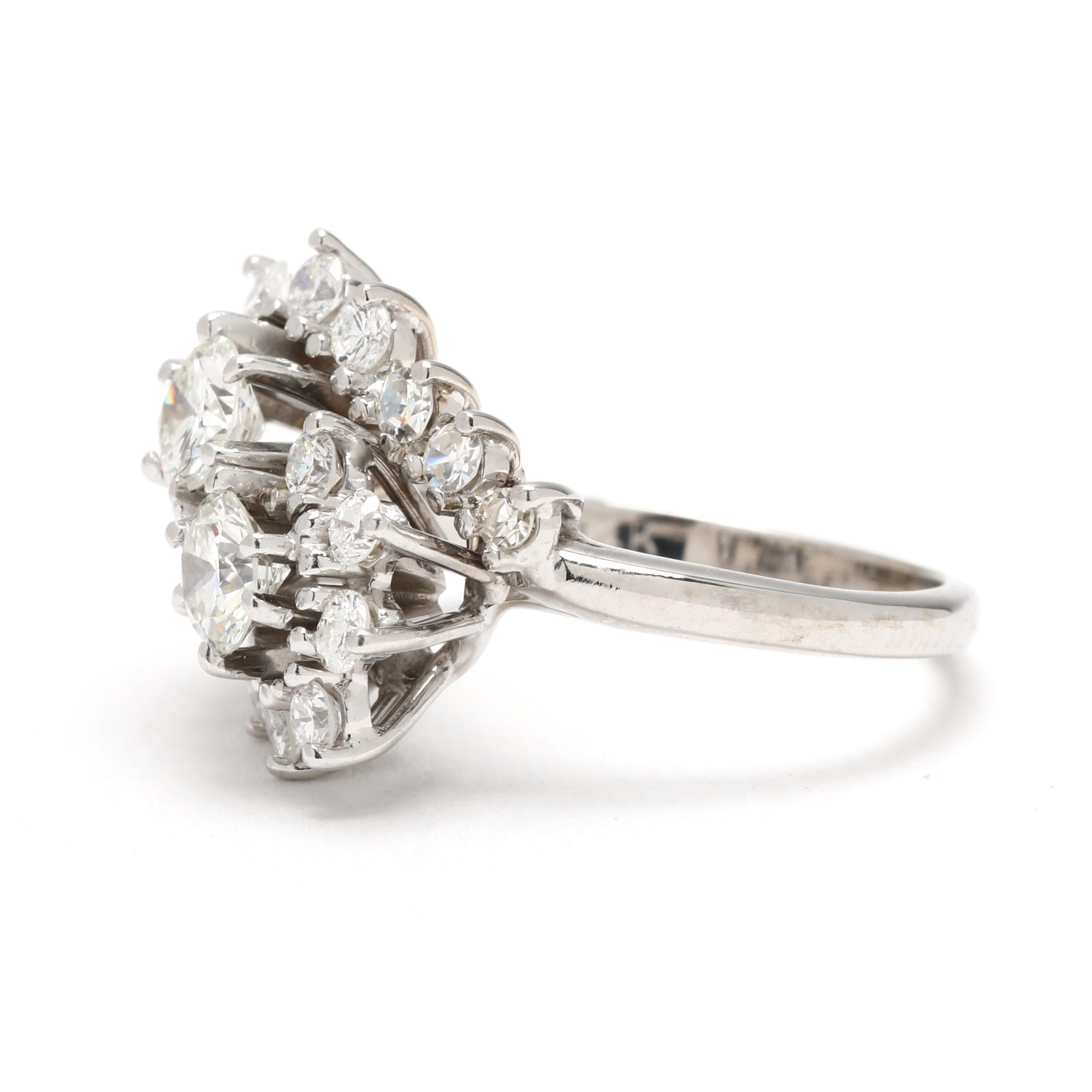 1,08 Karat Diamant-Cluster-Ring, 14k Weißgold, Ring Größe 4,5 im Zustand „Gut“ im Angebot in McLeansville, NC
