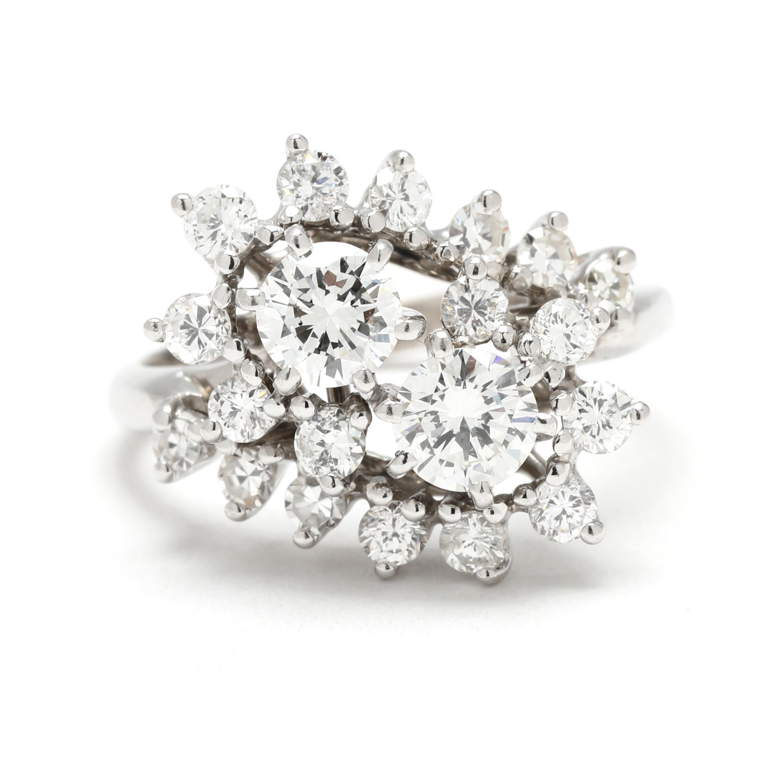 1.08ctw Diamond Cluster Ring, 14k White Gold, Ring Size 4.5