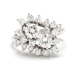 1.08ctw Diamond Cluster Ring, 14k White Gold, Ring Size 4.5