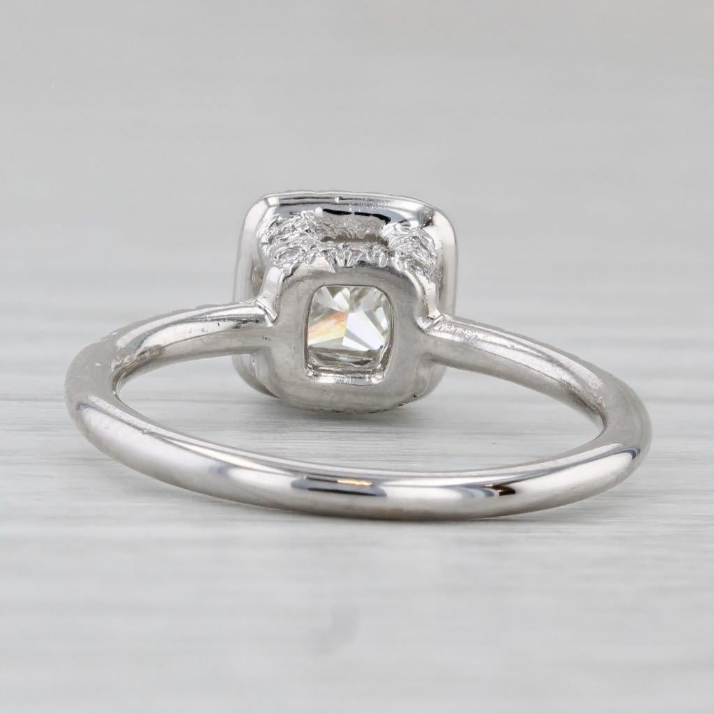 Taglio rotondo Anello di fidanzamento aureolato con diamante da 1,08ctw in oro bianco 14k misura 7 GIA in vendita