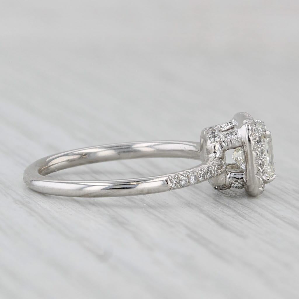 da uomo o donna Anello di fidanzamento aureolato con diamante da 1,08ctw in oro bianco 14k misura 7 GIA in vendita