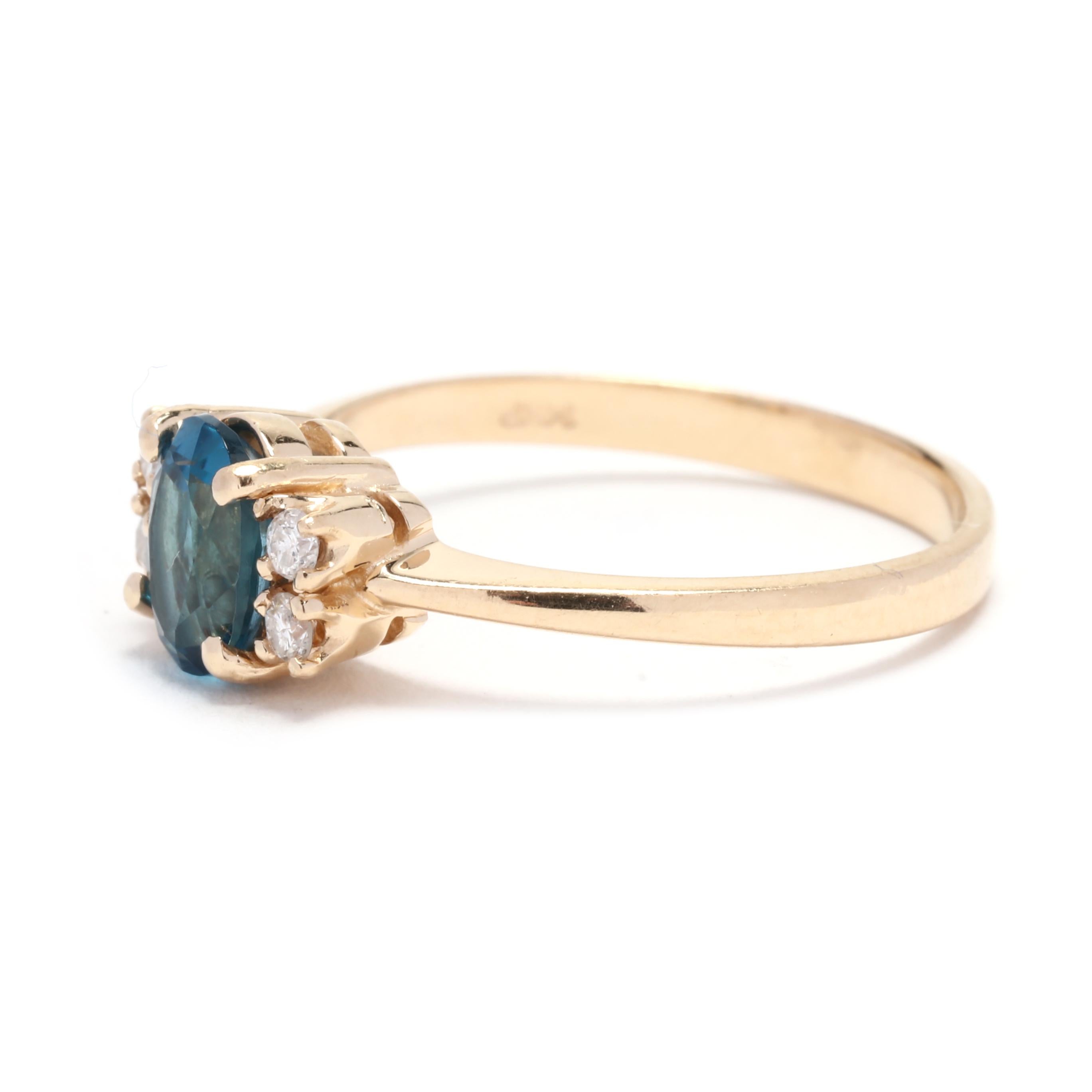 1.08ctw London Blue Topaz Diamond Ring, 14K Yellow Gold, Ring Size 6.25 In Good Condition For Sale In McLeansville, NC