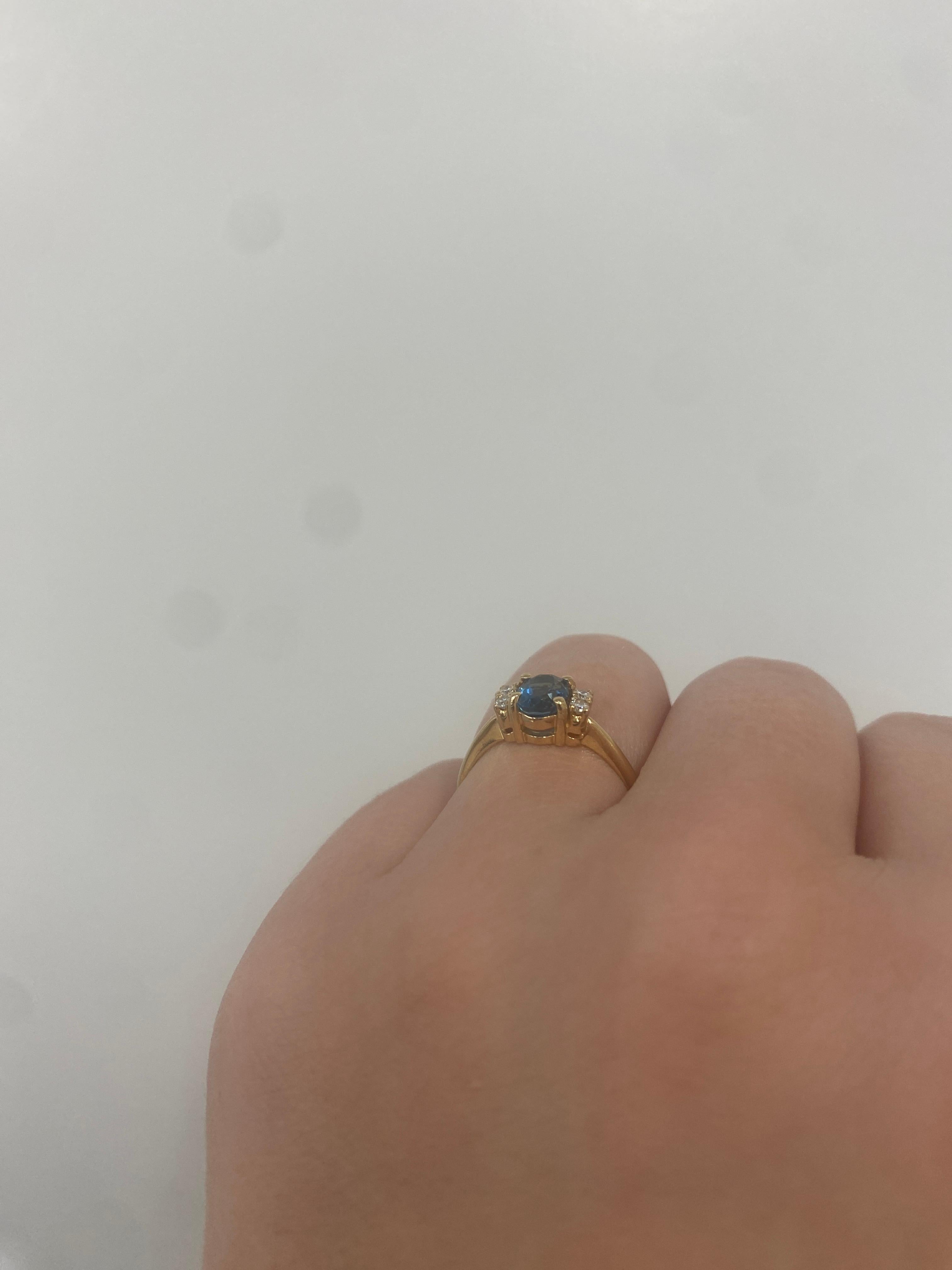 1.08ctw London Blue Topaz Diamond Ring, 14K Yellow Gold, Ring Size 6.25 For Sale 2