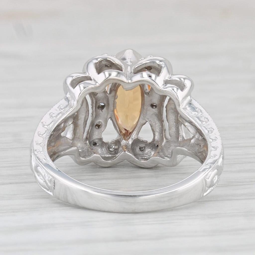 1.08ctw Orange Sapphire Diamond Ring 14k White Gold Size 7 In Good Condition For Sale In McLeansville, NC