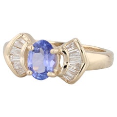 1.08ctw Oval Tanzanite Diamond Ring 14k Yellow Gold Size 5