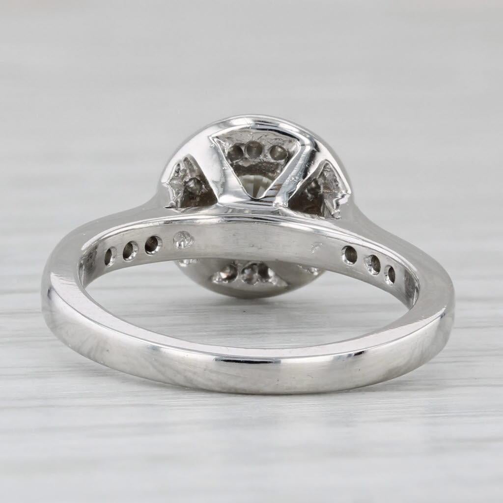 1.08ctw Round Diamond Halo Engagement Ring Platinum Size 5.5 In Good Condition For Sale In McLeansville, NC