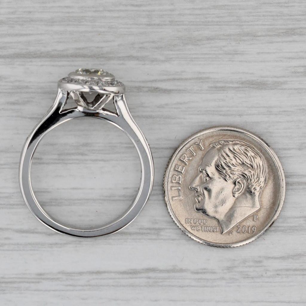 1.08ctw Round Diamond Halo Engagement Ring Platinum Size 5.5 For Sale 4