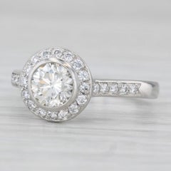 1.08ctw Round Diamond Halo Engagement Ring Platinum Size 5.5