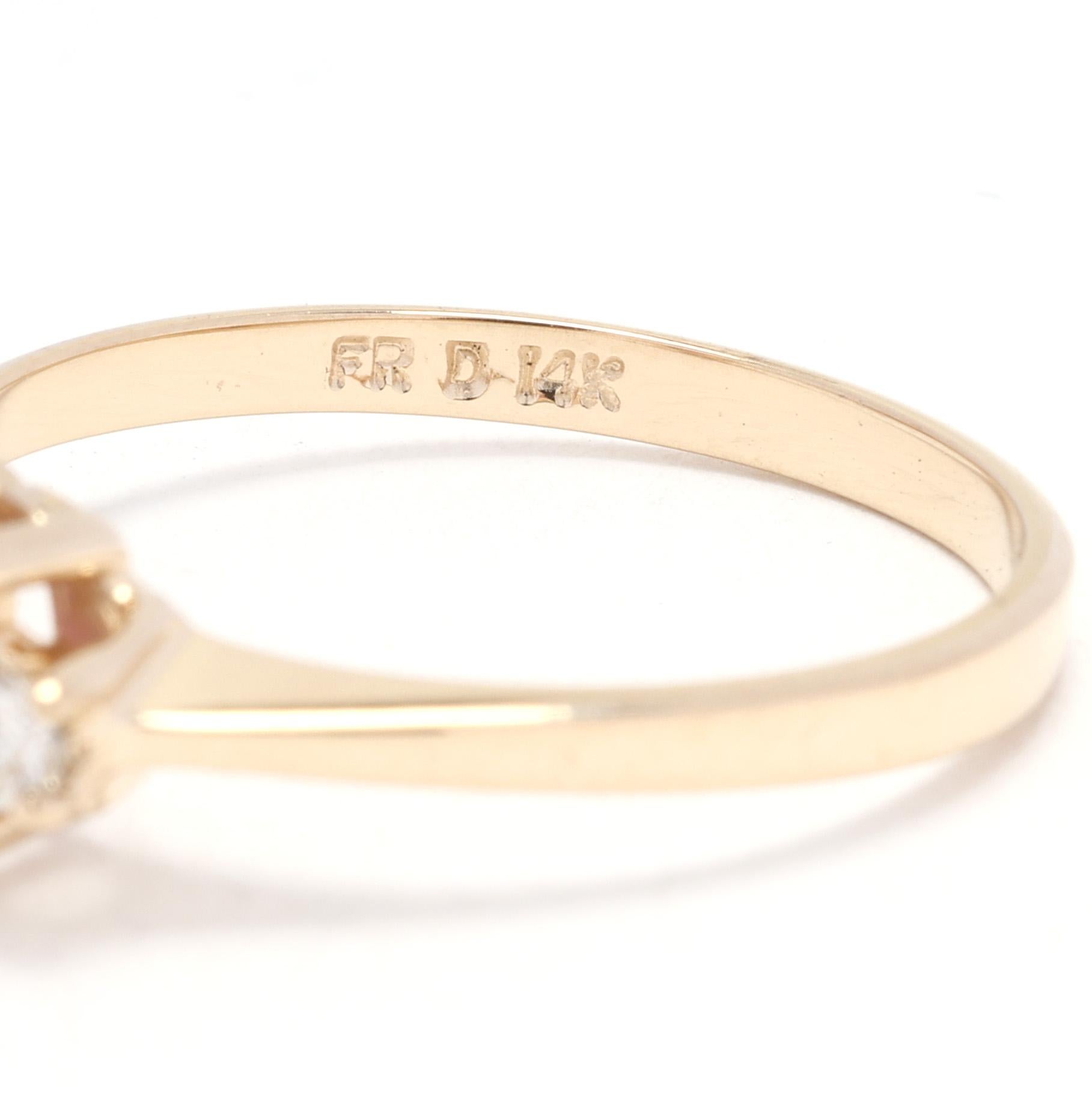 1,08 Karat Rubin & Diamant 3 Stein Ring, 14k Gelbgold, Ring Größe 6,25 im Zustand „Gut“ im Angebot in McLeansville, NC