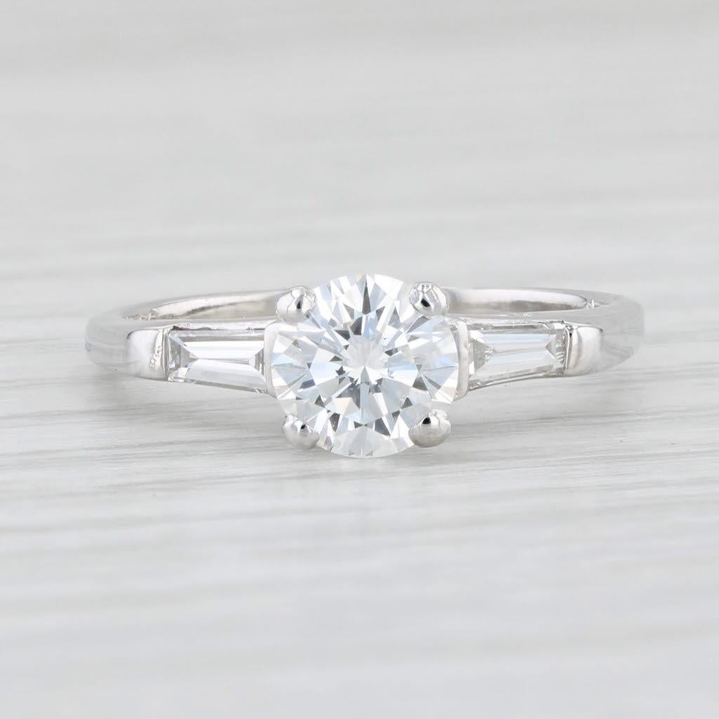 Round Cut 1.08ctw VS2 GIA Round Diamond Engagement Ring 950 Platinum Size 6.5 For Sale