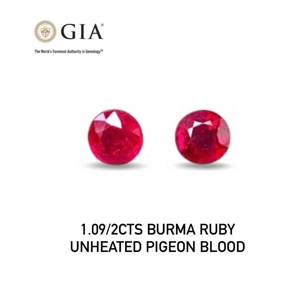 1,09/2 Karat GIA-Zertifikat natürlicher Rubin unerhitzter burmesischer Taubenblut Farbe, unerhitzt im Angebot 2