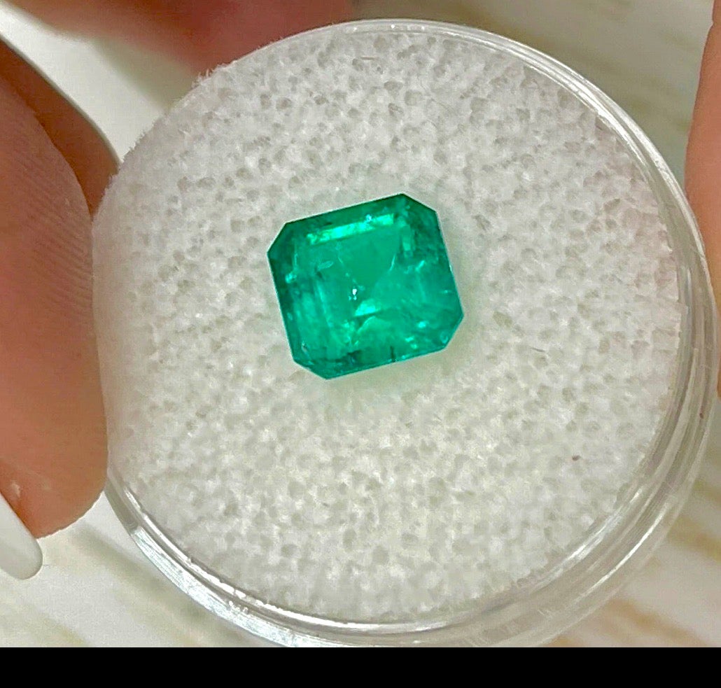 Contemporary 1.09 Carat Colombian Emerald Assecher Cut For Sale