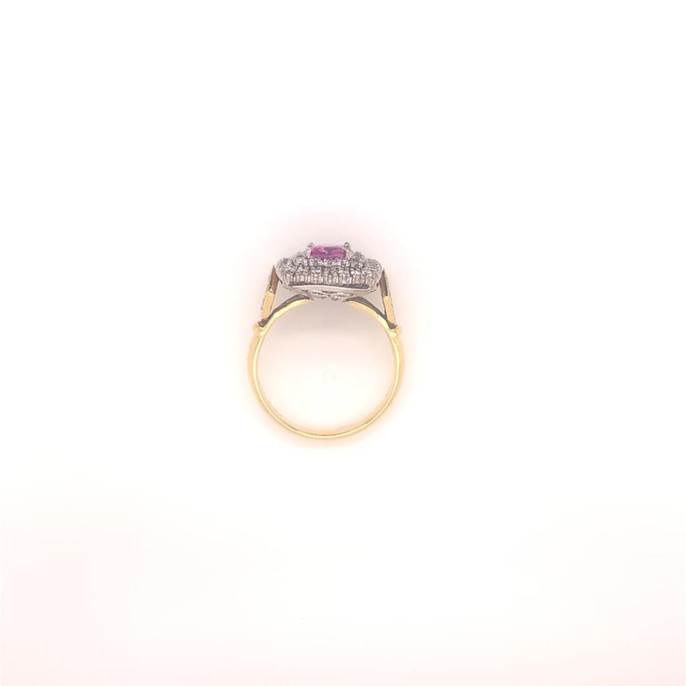 Convertible Cushion Cut Pink Diamond and Flower Design Ring Set