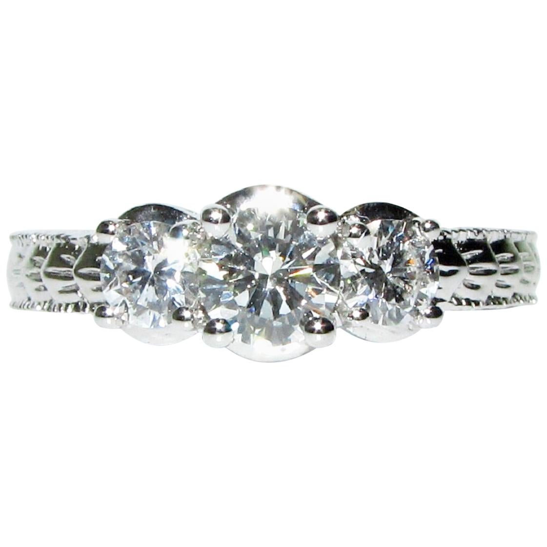 1.09 Carat Diamonds Classic 3 Ring For Sale